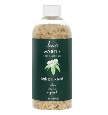 Lemon Myrtle Luxe Essentials bath salts + scrub Image