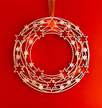 Wooden Christmas wreath with stars Image