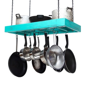 Hanging Pot Rack Wooden Ceiling Mounted Rectangular