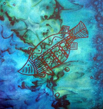 Aboriginal Blue Water Dreaming Shawl Image