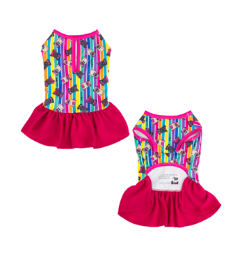 Pugs n Stripes Pink Dress Image