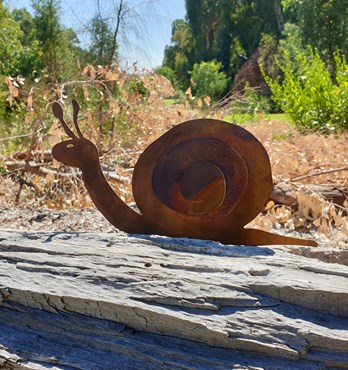 Snail Garden Stake - Australian Made Rusted Metal Garden Art Image
