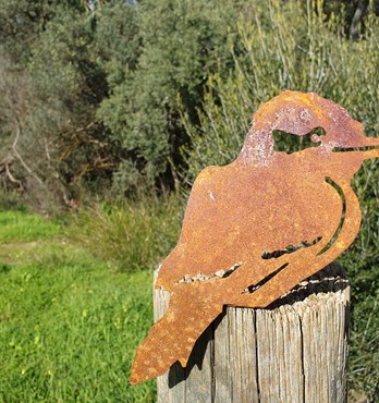 Kookaburra Post Topper - Australian Made Rusted Metal Garden Art Image