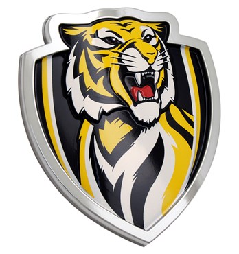 Fan Emblems Richmond Tigers 3D Chrome AFL Supporter Badge Image