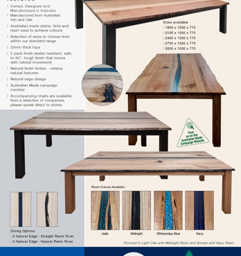Clyde Resin Collection - Exclusive Harvey Norman.........................................................Australian designed and made in regional Victoria, from Australian Tasmanian Oak and NSW Ash................................................ Our CLYDE Image