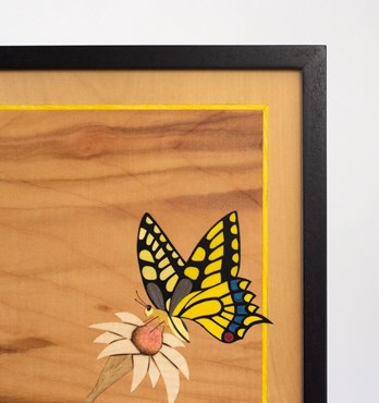 Yellow Butterfly Marquetry Artwork Image