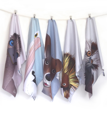 Tea Towels - made rom recycled plastic water bottles and fabric off cuts Image
