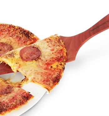 Red Hardwood Pizza Slice Image