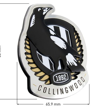 Fan Emblems Collingwood Magpies 3D Chrome AFL Supporter Badge Image