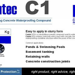 Concrete Waterproofing: Contec C1 & PLUG