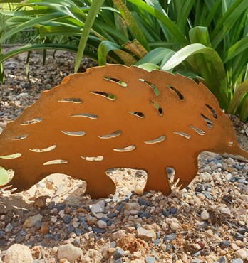 Echidna Garden Stake - Australian Made Rusted Metal Garden Art Image
