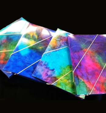 Corporate Boxed Blue Fire Opal silk scarf. Image