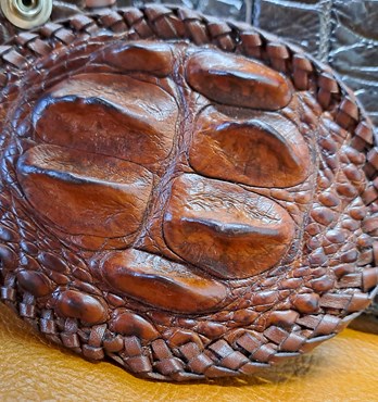 Leather Belt Buckle with Crocodile Crown Image