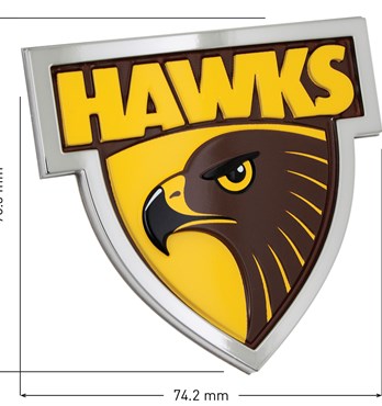 Fan Emblems Hawthorn Hawks 3D Chrome AFL Supporter Badge Image
