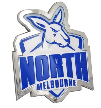 Fan Emblems North Melbourne Kangaroos 3D Chrome AFL Supporter Badge Image