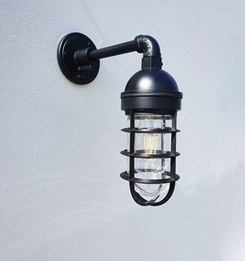 The Atomic Industrial Caged Factory Wall Light Image