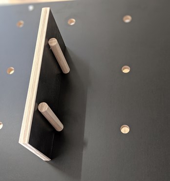 Black Plywood Pegboard Shelves Image