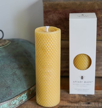 Pure Beeswax Rolled Pillar Candle - Fat Pillar Image