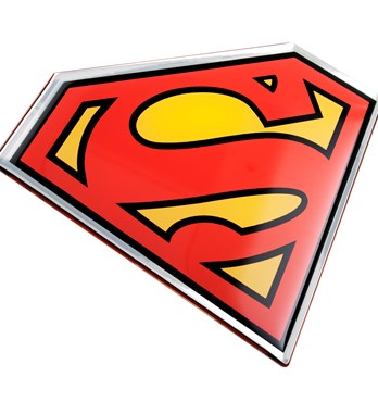 Fan Emblems Superman Domed Chrome Car Decal - Classic Logo (Black, Red, Yellow and Chrome) Image