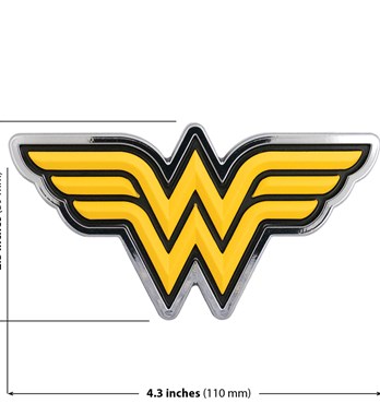Fan Emblems Wonder Woman 3D Car Badge - Classic Logo (Black, Yellow and Chrome) Image