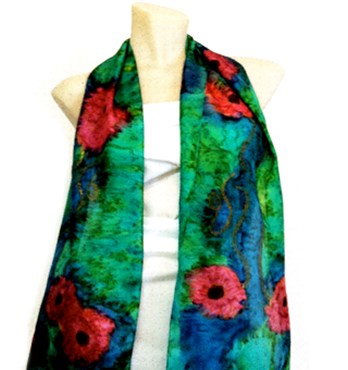 BATTALION Gifts Red Poppy Silk Long Scarf Bright Green Image