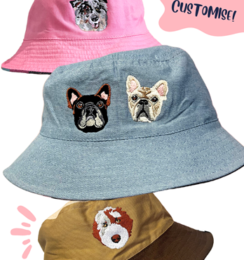 Custom Pet Portrait Crewnecks + Bucket Hats Image