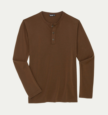 Men’s Merino 220 Henley Long Sleeve Top–Chestnut Image