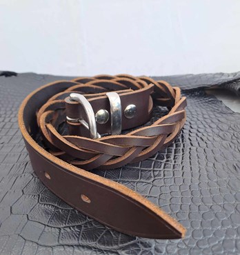 Leather Belts - Mystery Plait with SS or Brass Buckle & Keeper Image