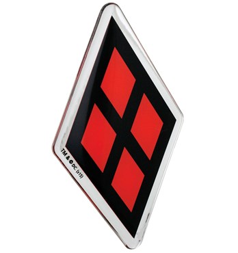 Fan Emblems Harley Quinn Domed Chrome Car Decal - Red Diamonds Logo Image