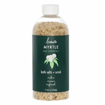 Lemon Myrtle Luxe Essentials bath salts + scrub