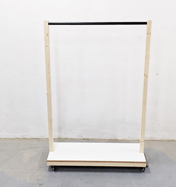 Rolling Rack with White Shelf and Black Bar Image