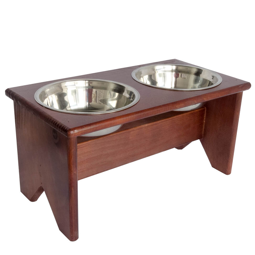 Elevated Dog Bowls Stand Wooden 2 Bowls 250 mm / 10" Tall