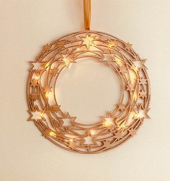 Wooden Christmas wreath with stars Image