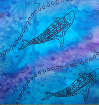 Aboriginal Blue Water Dreaming Silk Scarves Image