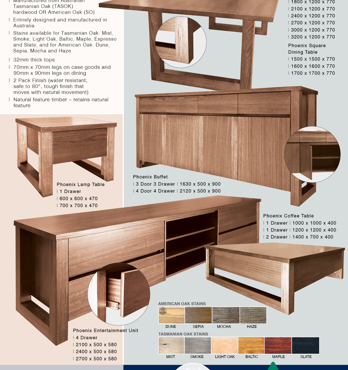 Phoenix Collection - manufactured from TASOK (Tasmanian Oak) and AO (American Oak) entirely Australian Made Image