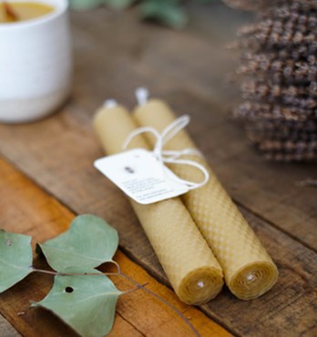 Pure Beeswax Rolled Pillar Candle - Twin Pack Image