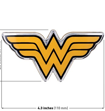 Fan Emblems Wonder Woman Domed Chrome Car Decal - Classic Logo (Black, Yellow and Chrome) Image