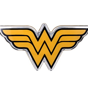 Fan Emblems Wonder Woman Domed Chrome Car Decal - Classic Logo (Black, Yellow and Chrome) Image