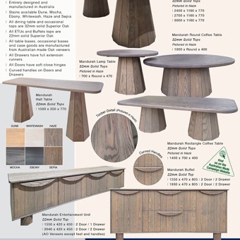 Mandurah - Superior Oak collection of Dining, Case goods and Occasional