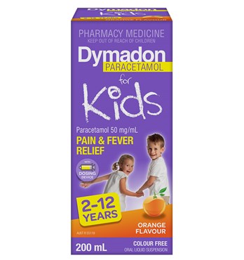 Dymadon Paracetamol for Kids Orange 2-12 Years 200mL Image