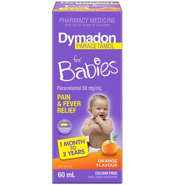 Dymadon Paracetamol for Babies Orange 1 Month - 2 Years 60mL Image
