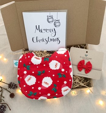 Infant Girls Xmas Gift Box - Santa Image