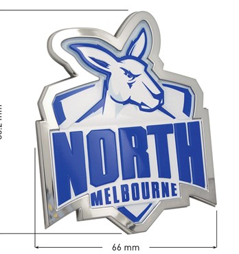 Fan Emblems North Melbourne Kangaroos 3D Chrome AFL Supporter Badge Image