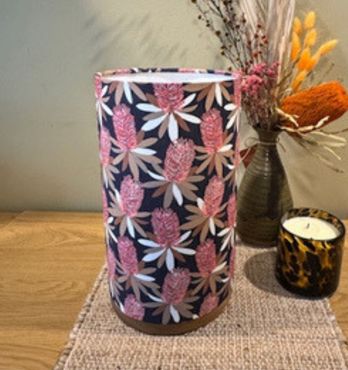 Cylinder Fabric and Tallowwood Table Lamps  Image
