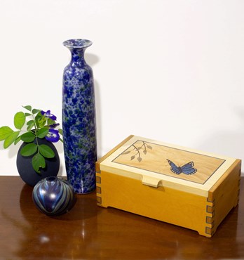 Blue Butterfly Marquetry Box Image