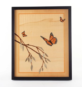 Monarch Butterfly Marquetry Artwork Image