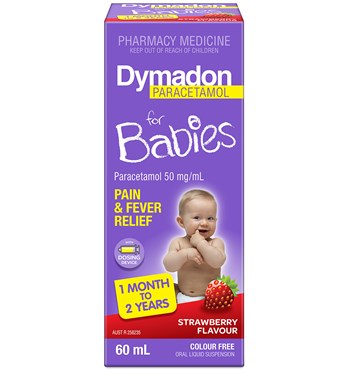 Dymadon Paracetamol for Babies Strawberry 1 Month - 2 Years 60mL Image