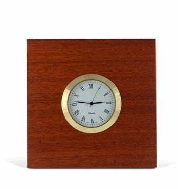 Square Jarrah Desk Clock Image