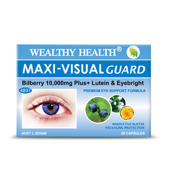 Wealthy Health Maxi-Visual Guard Bilberry 10000mg Plus+ Lutein & Eyebright Image