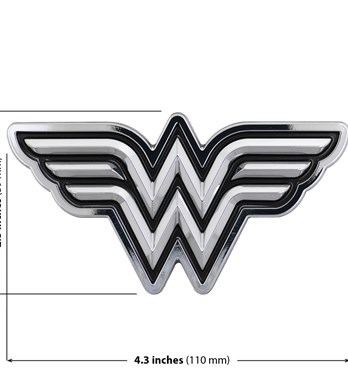 Fan Emblems Wonder Woman 3D Car Badge - Classic Logo (Black and Chrome) Image